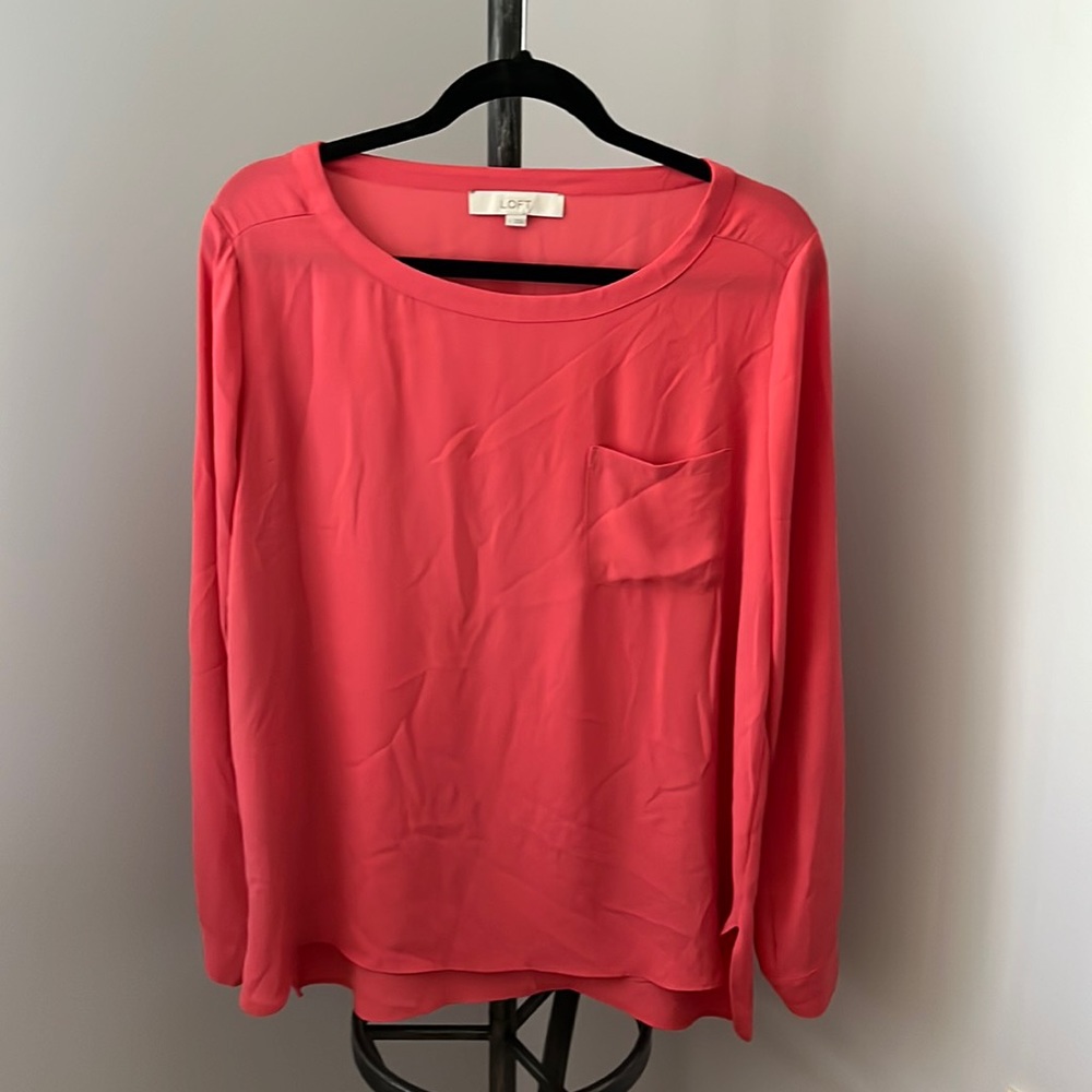 LOFT Pink Long Sleeve Blouse